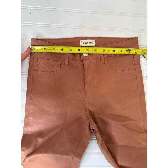 NWT L’AGENCE Skinny Wax Coated Pants Tan & Brown Cropped Skinny Bundle Size 25 - Picture 6 of 10